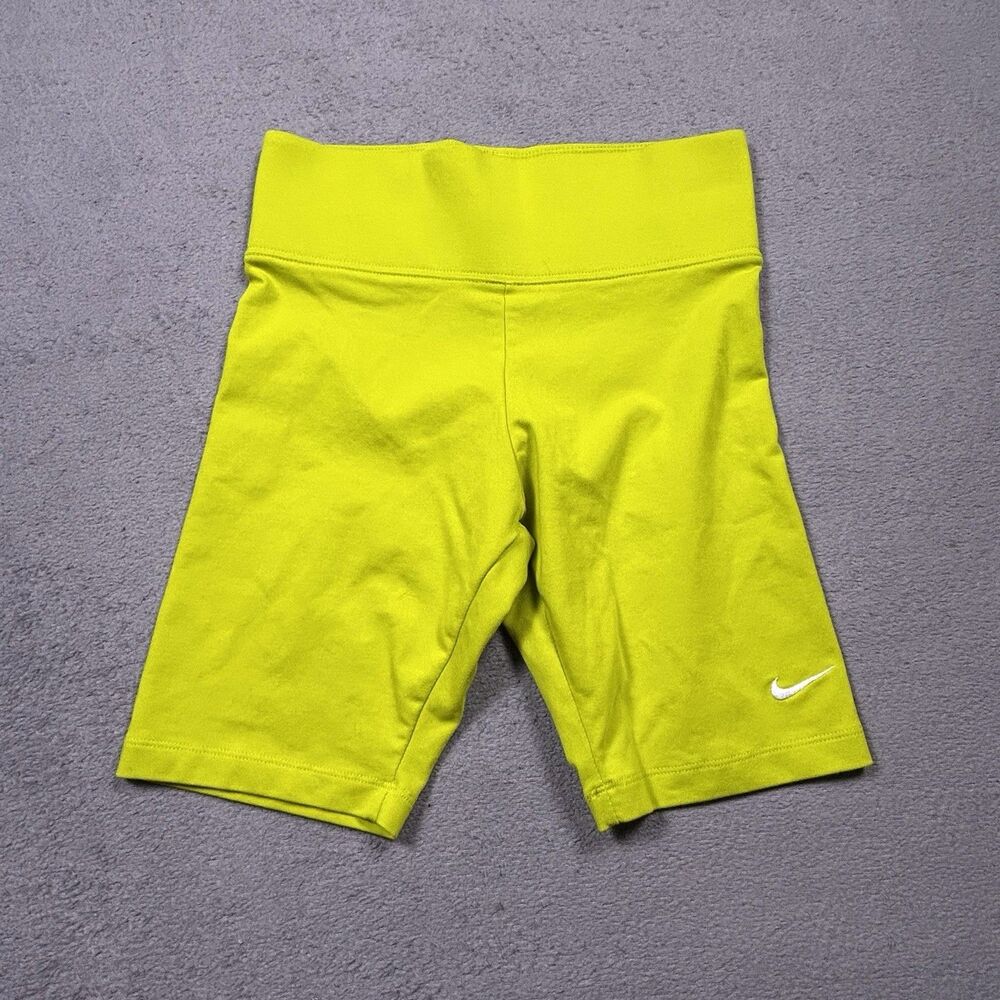 Nike Leg-A-See Bike Shorts Womens Small High Rise Bright Cactus Athletic Swoosh